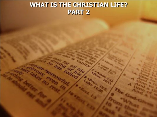 WHAT IS THE CHRISTIAN LIFE? PART 2