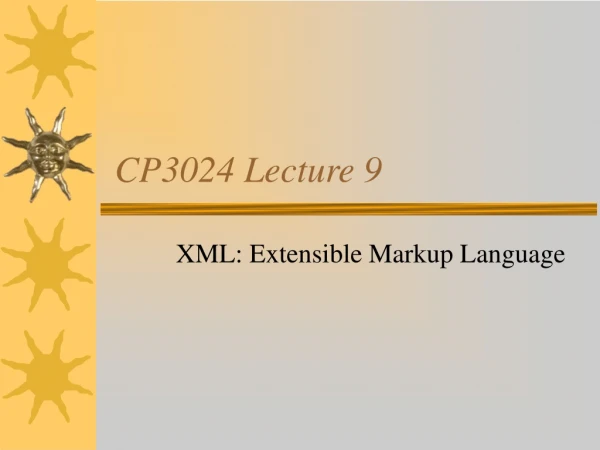 CP3024 Lecture 9