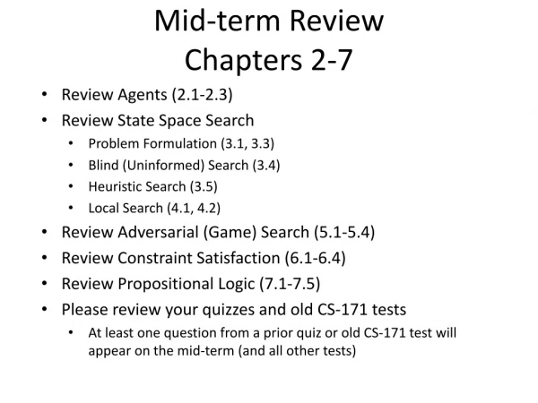 Mid-term Review Chapters 2-7