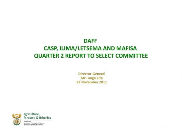 DAFF CASP, ILIMA/LETSEMA AND MAFISA QUARTER 2 REPORT TO SELECT COMMITTEE