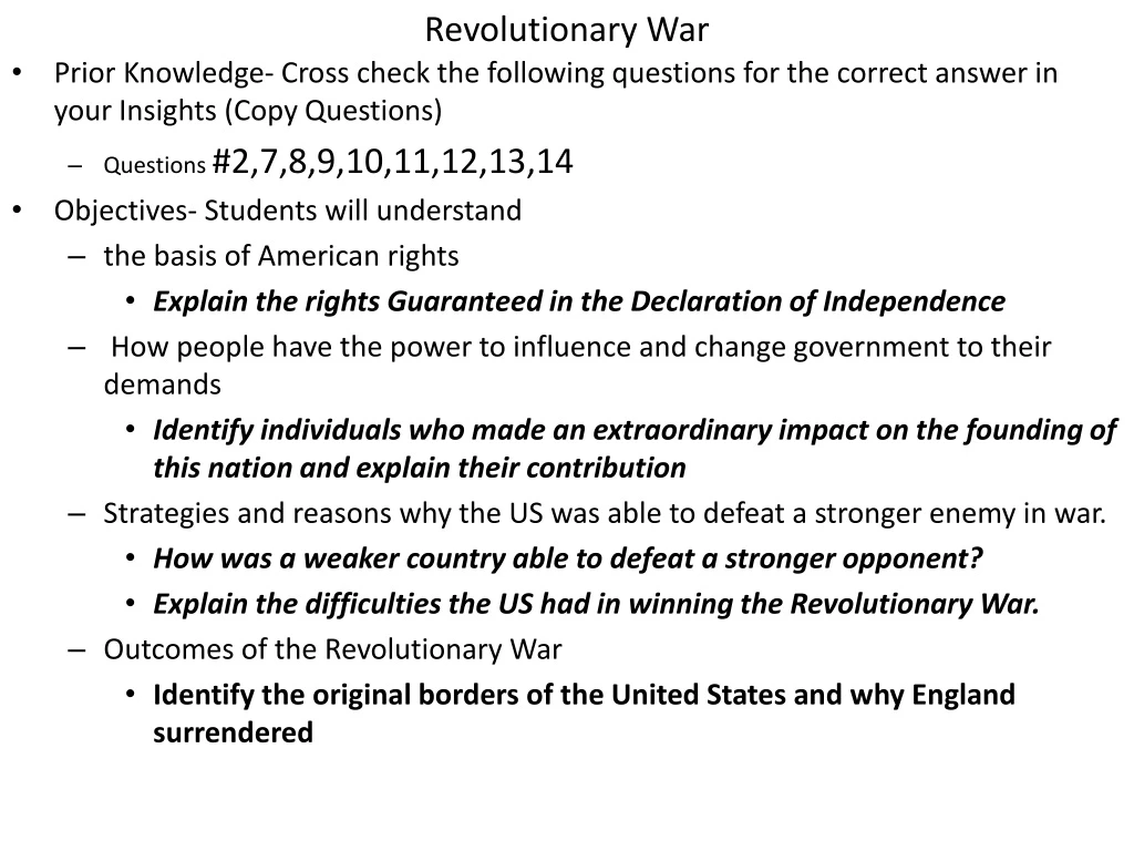 revolutionary war