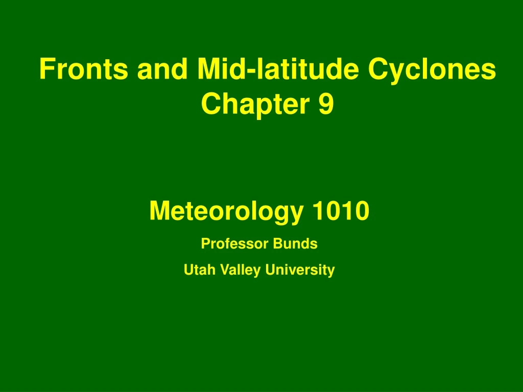 fronts and mid latitude cyclones chapter 9