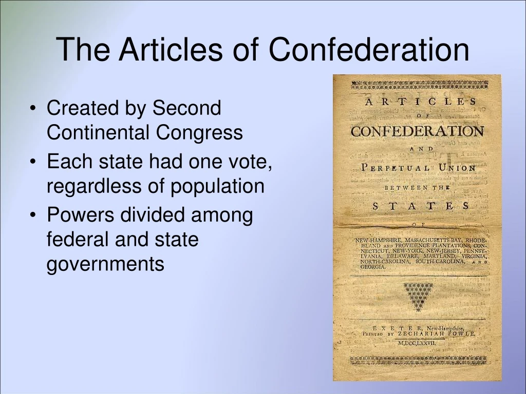 the articles of confederation