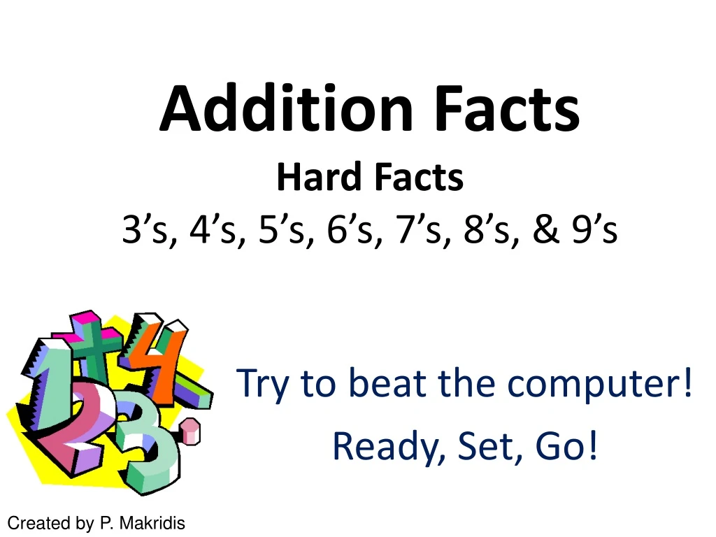 addition facts hard facts 3 s 4 s 5 s 6 s 7 s 8 s 9 s