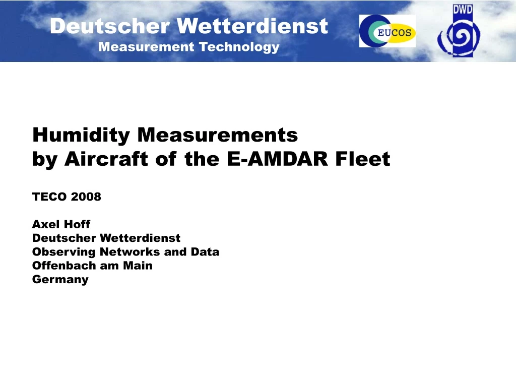 humidity measurements by aircraft of the e amdar