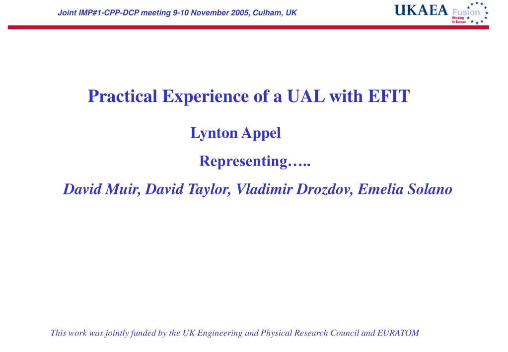 practical experience of a ual with efit