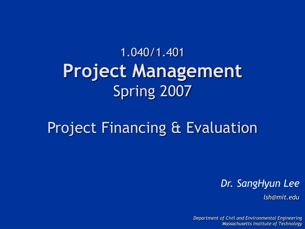 1 040 1 401 project management spring 2007