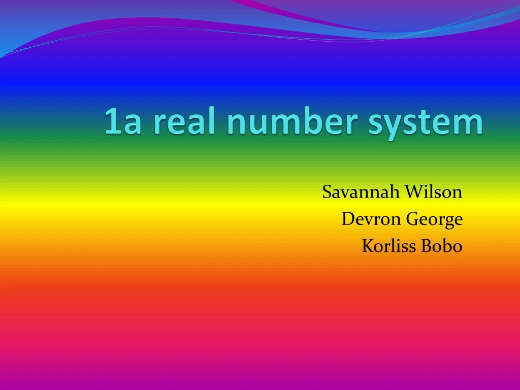 1a real number system