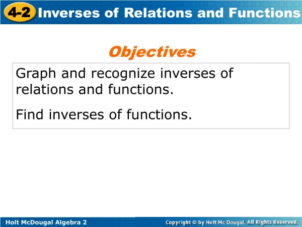 Graph and recognize inverses of relations and functions. Find inverses of functions.