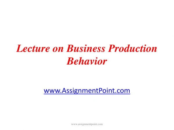 Lecture on Business Production Behavior