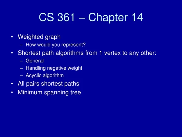 CS 361 – Chapter 14