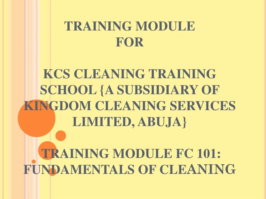 training module for kcs cleaning training school