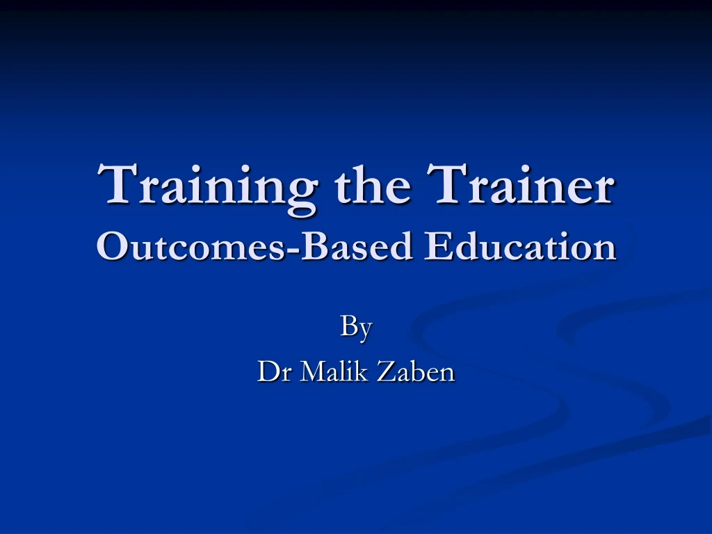 training the trainer outcomes based education