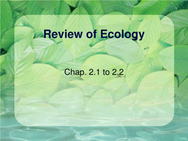 Review of Ecology