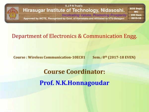 S J P N Trust's Hirasugar Institute of Technology, Nidasoshi.