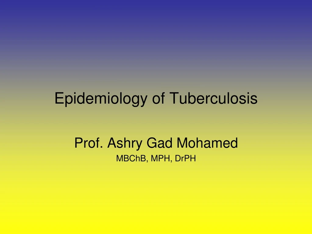 epidemiology of tuberculosis