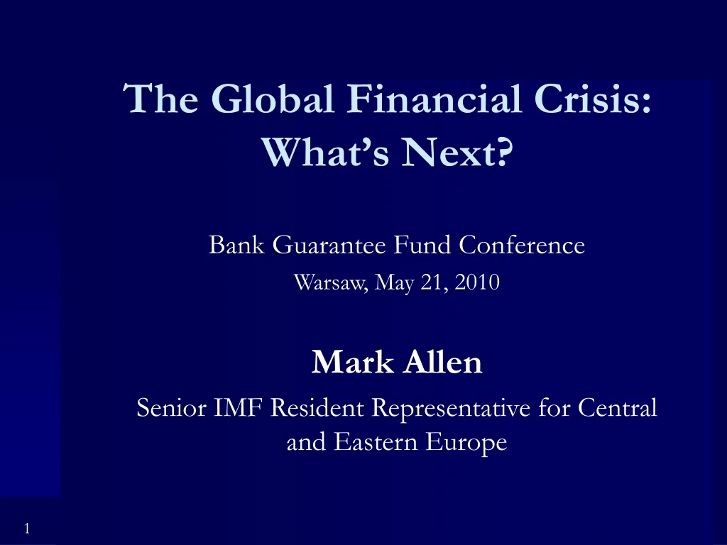 the global financial crisis what s next