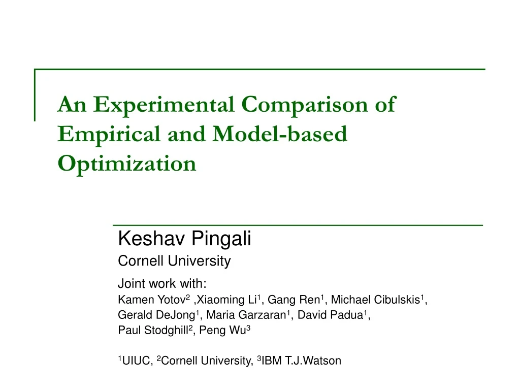 an experimental comparison of empirical and model based optimization