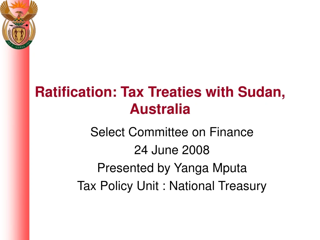 ratification tax treaties with sudan australia