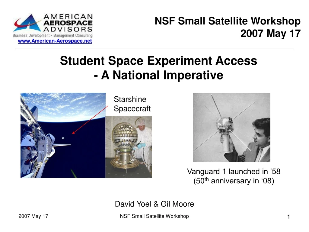 nsf small satellite workshop 2007 may 17