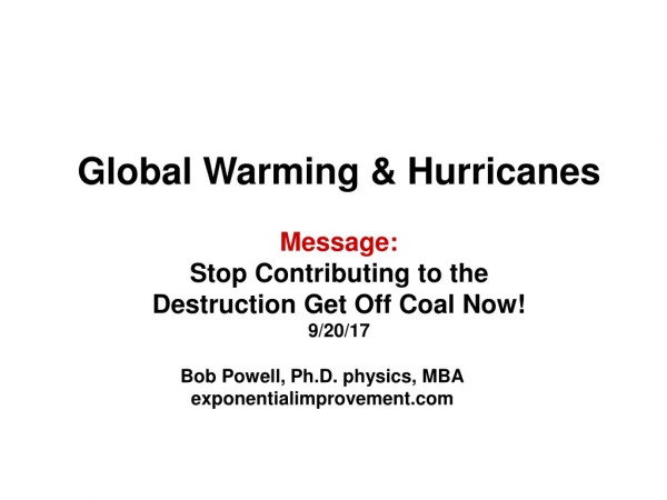Global Warming &amp; Hurricanes