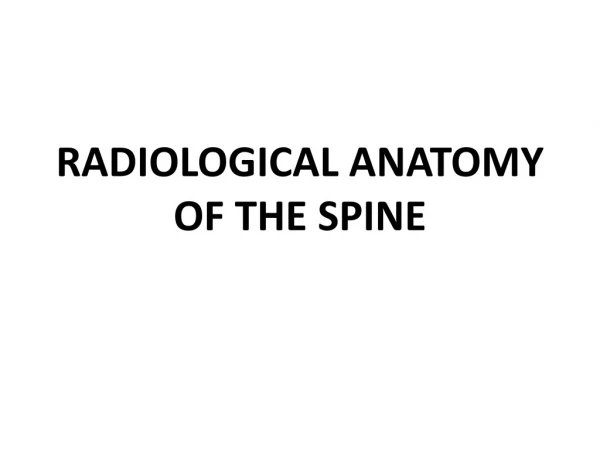 RADIOLOGICAL ANATOMY OF THE SPINE