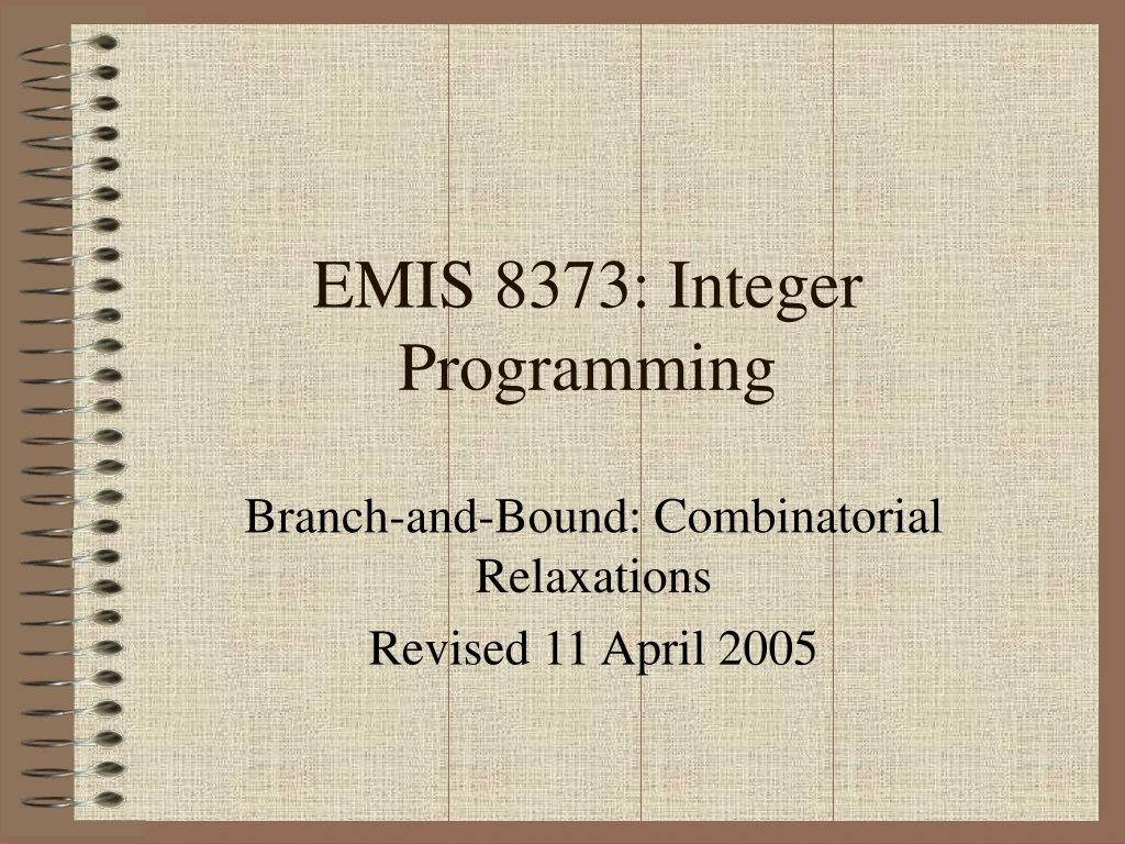 emis 8373 integer programming