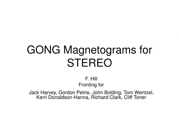 GONG Magnetograms for STEREO