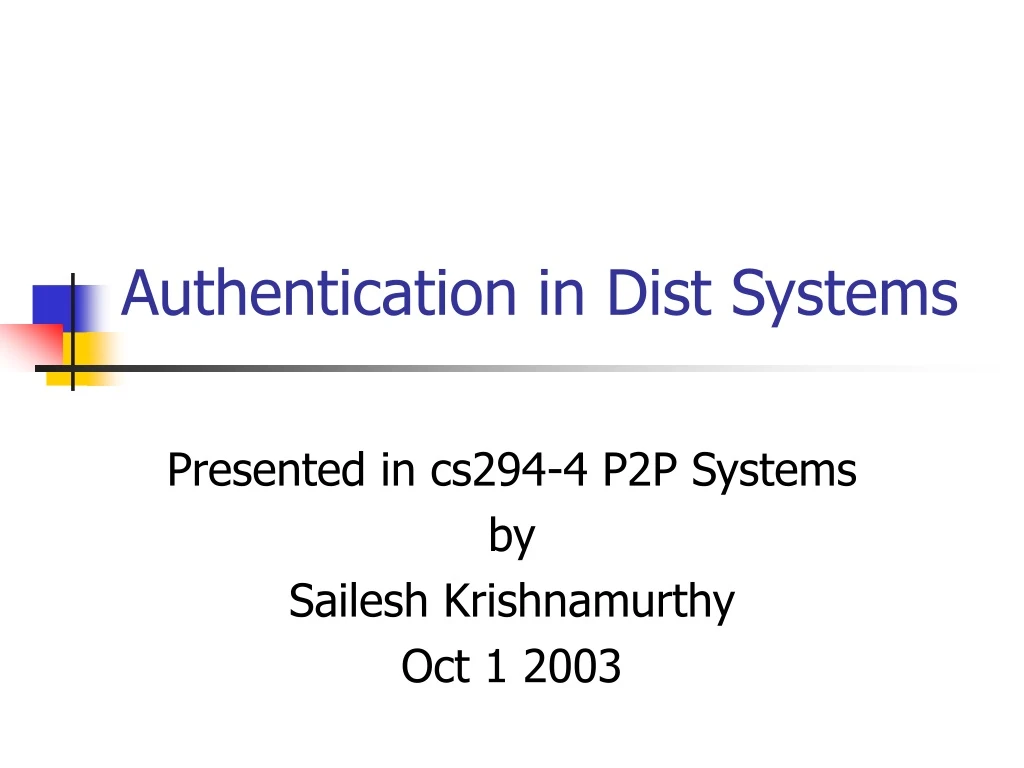 authentication in dist systems