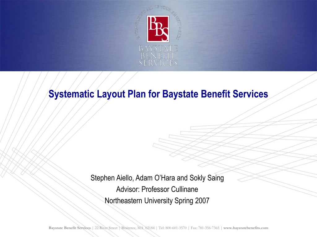 systematic layout plan for baystate benefit services