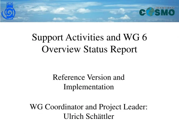 Support Activities and WG 6 Overview Status Report