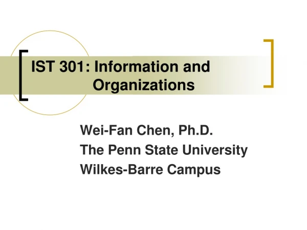 IST 301: Information and 				Organizations