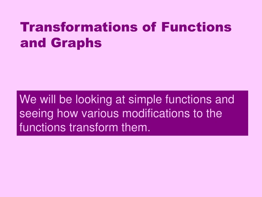 transformations of functions and graphs