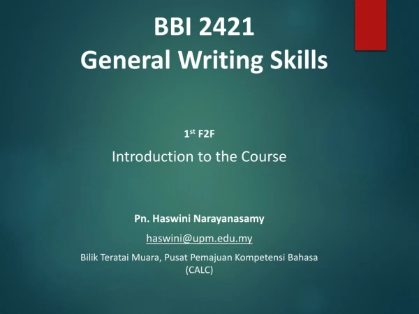 BBI 2421 General Writing Skills