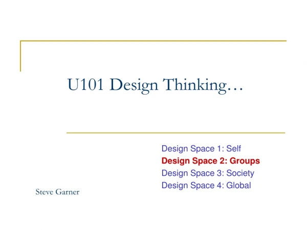 U101 Design Thinking…