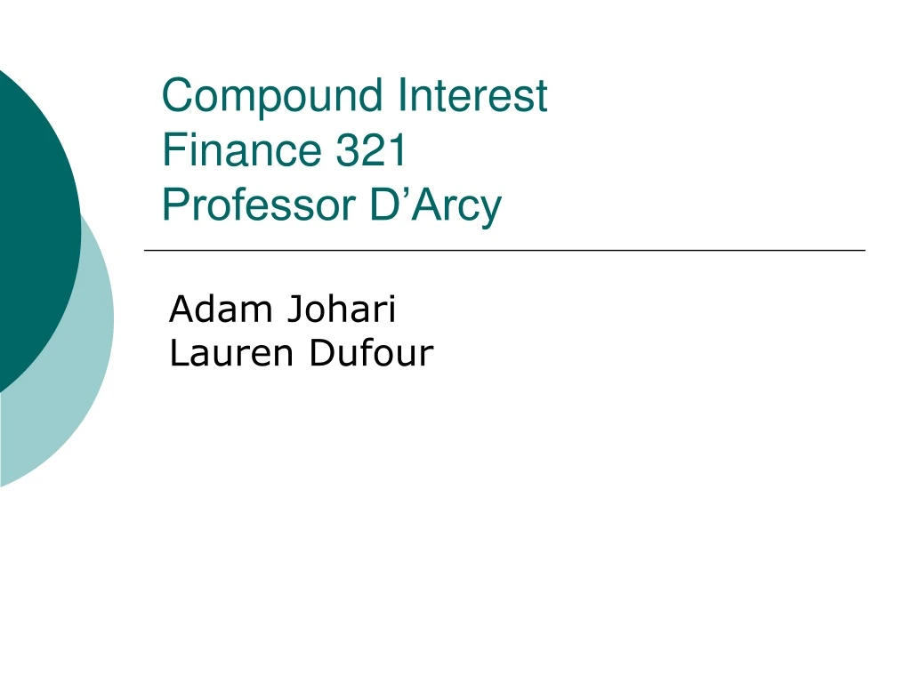compound interest finance 321 professor d arcy