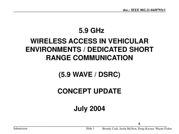 5.9 WAVE / DSRC CONCEPT