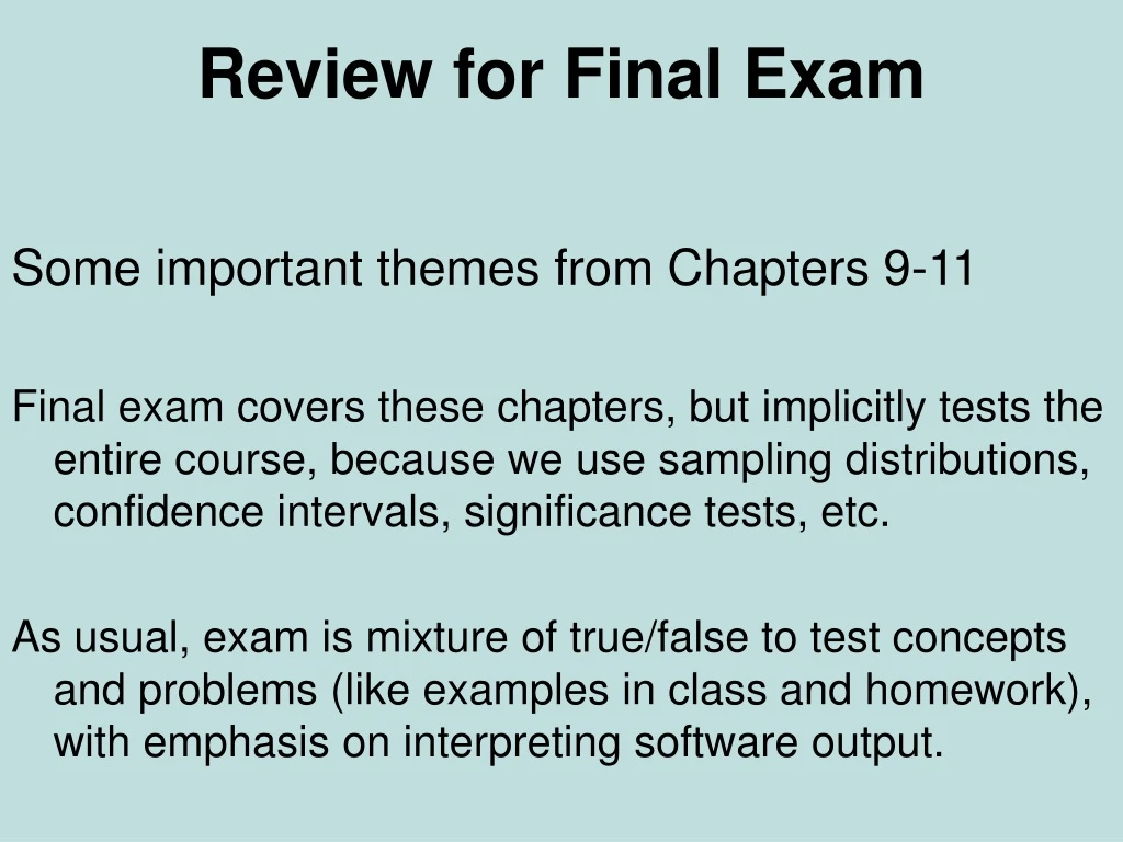 review for final exam