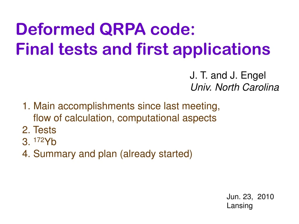 deformed qrpa code final tests and first