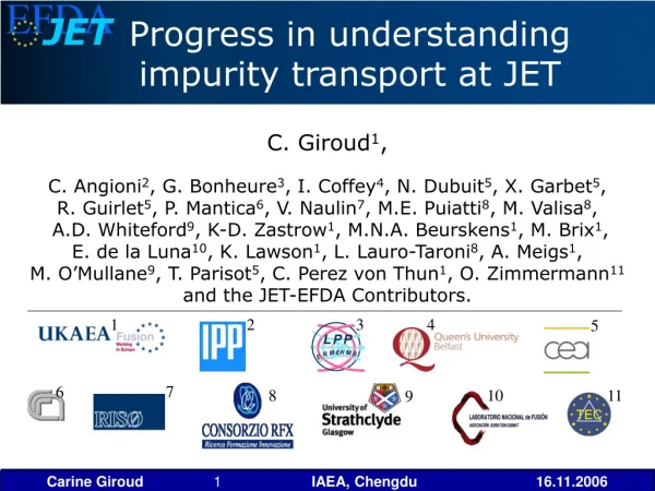 Progress in understanding impurity transport at JET