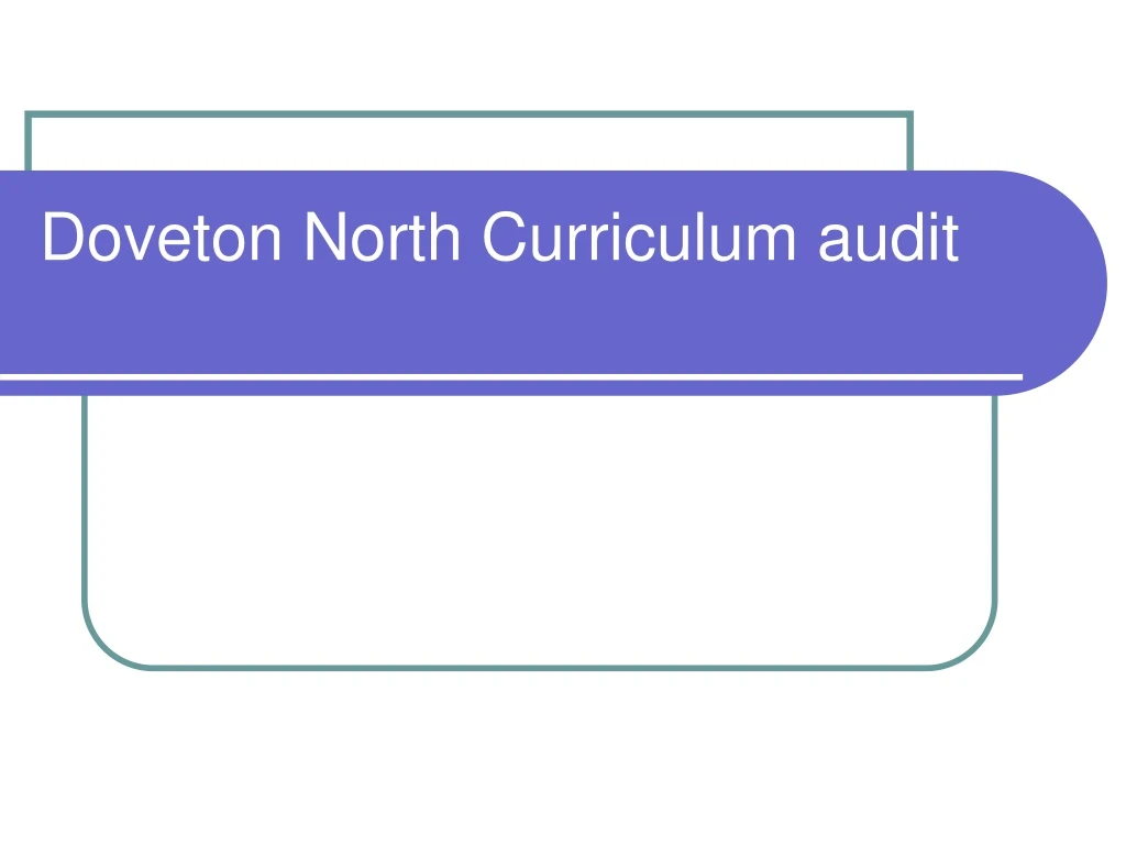 doveton north curriculum audit