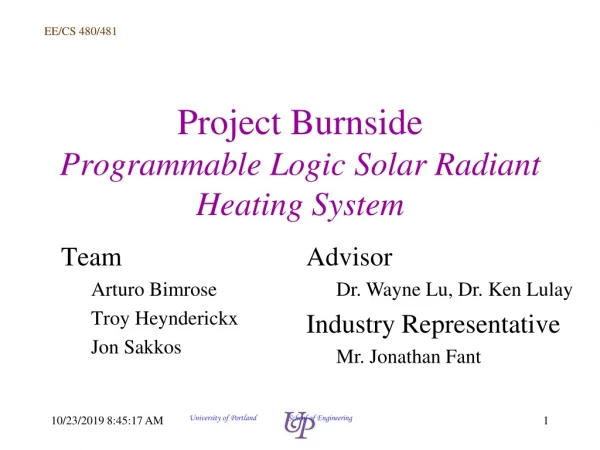 Project Burnside Programmable Logic Solar Radiant Heating System