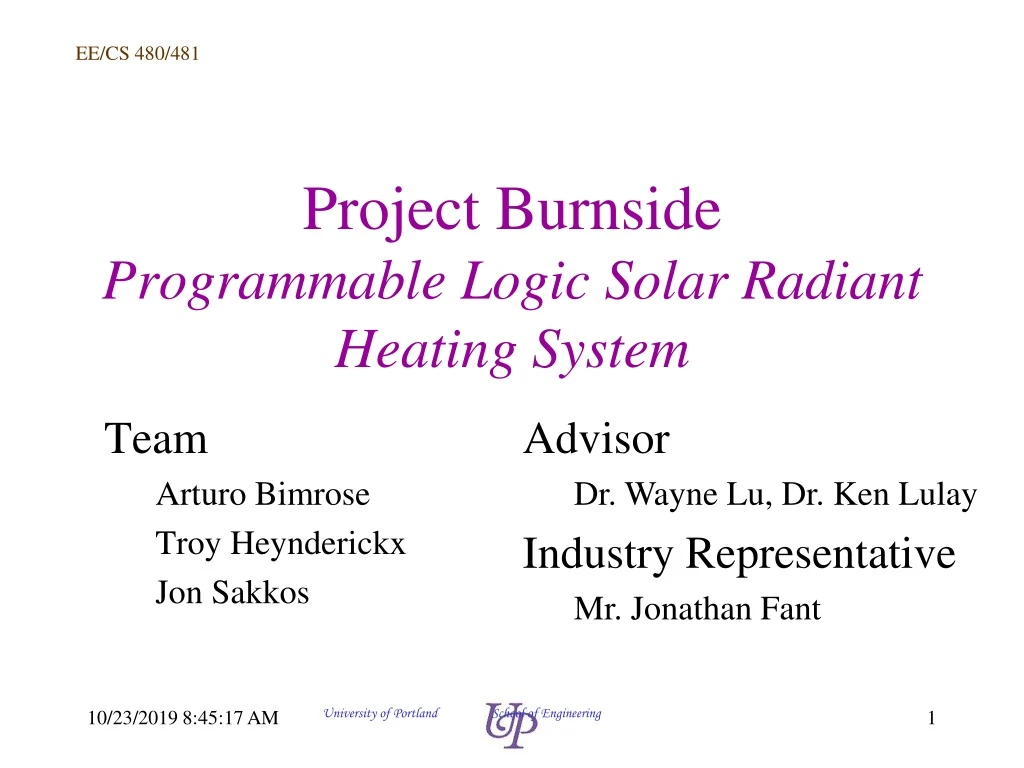 project burnside programmable logic solar radiant heating system