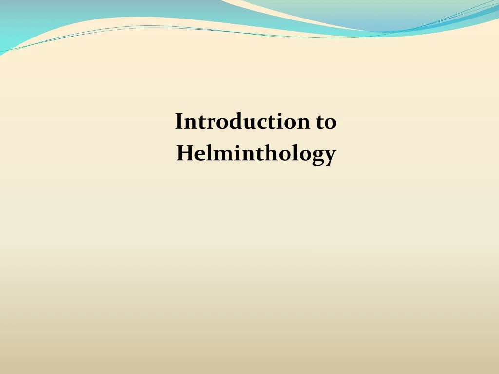 introduction to helminthology