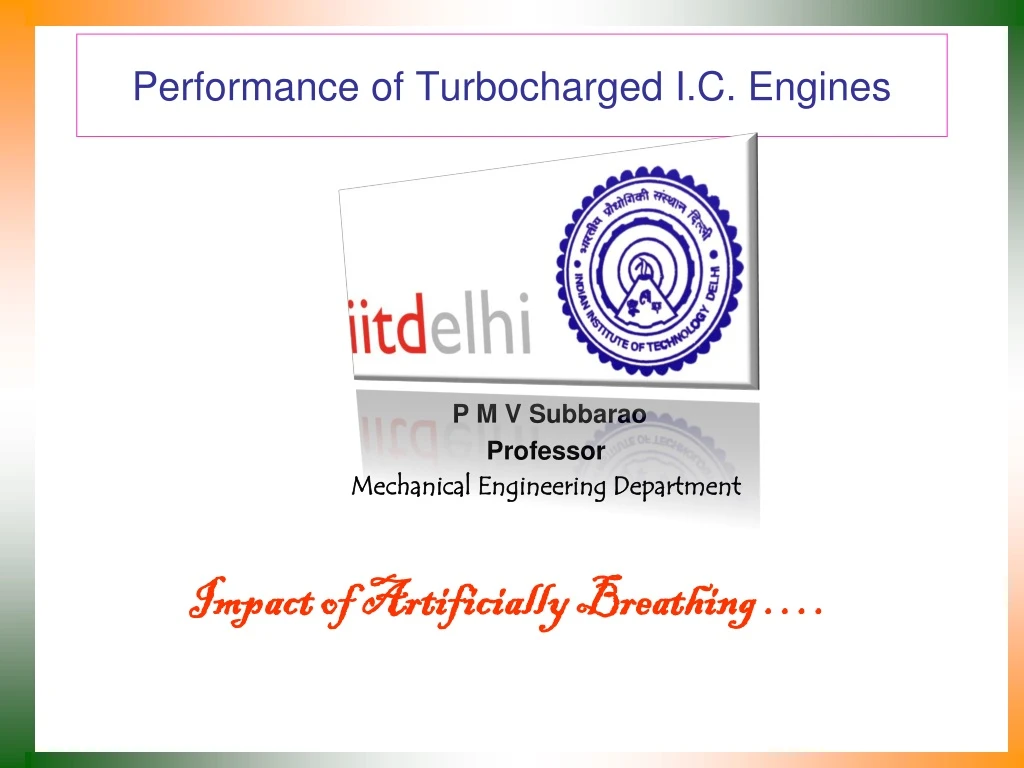 performance of turbocharged i c engines