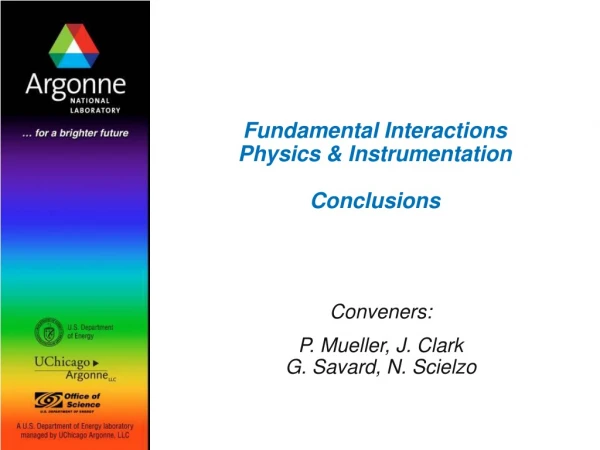 Fundamental Interactions Physics &amp; Instrumentation Conclusions