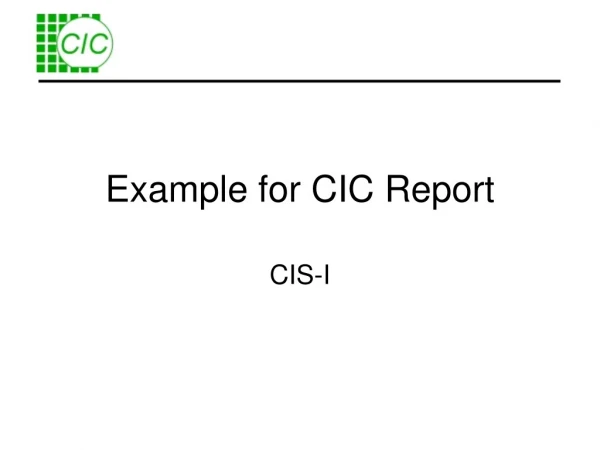 Example for CIC Report