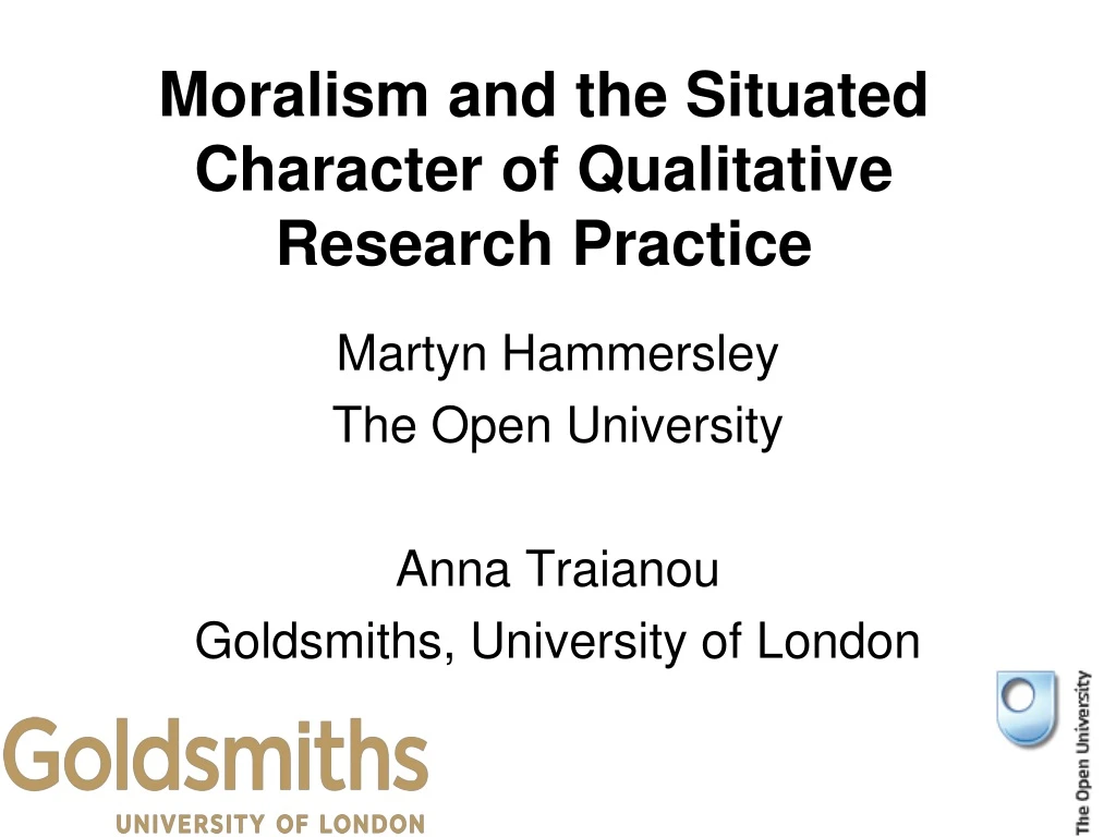 martyn hammersley the open university anna traianou goldsmiths university of london