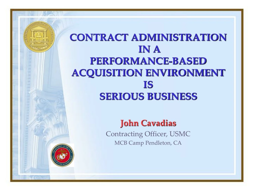 contract administration in a performance based