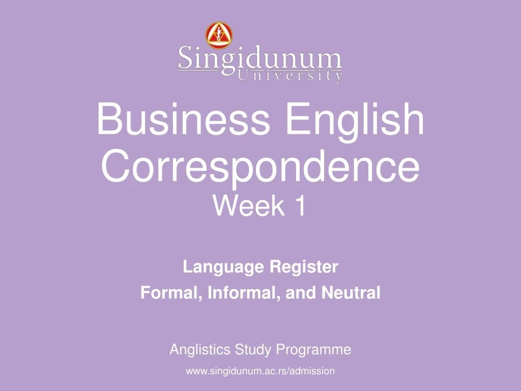 business english correspondence week 1